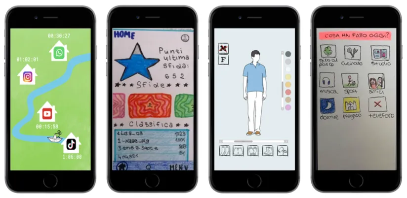 Screenshots of four apps created by group of students.